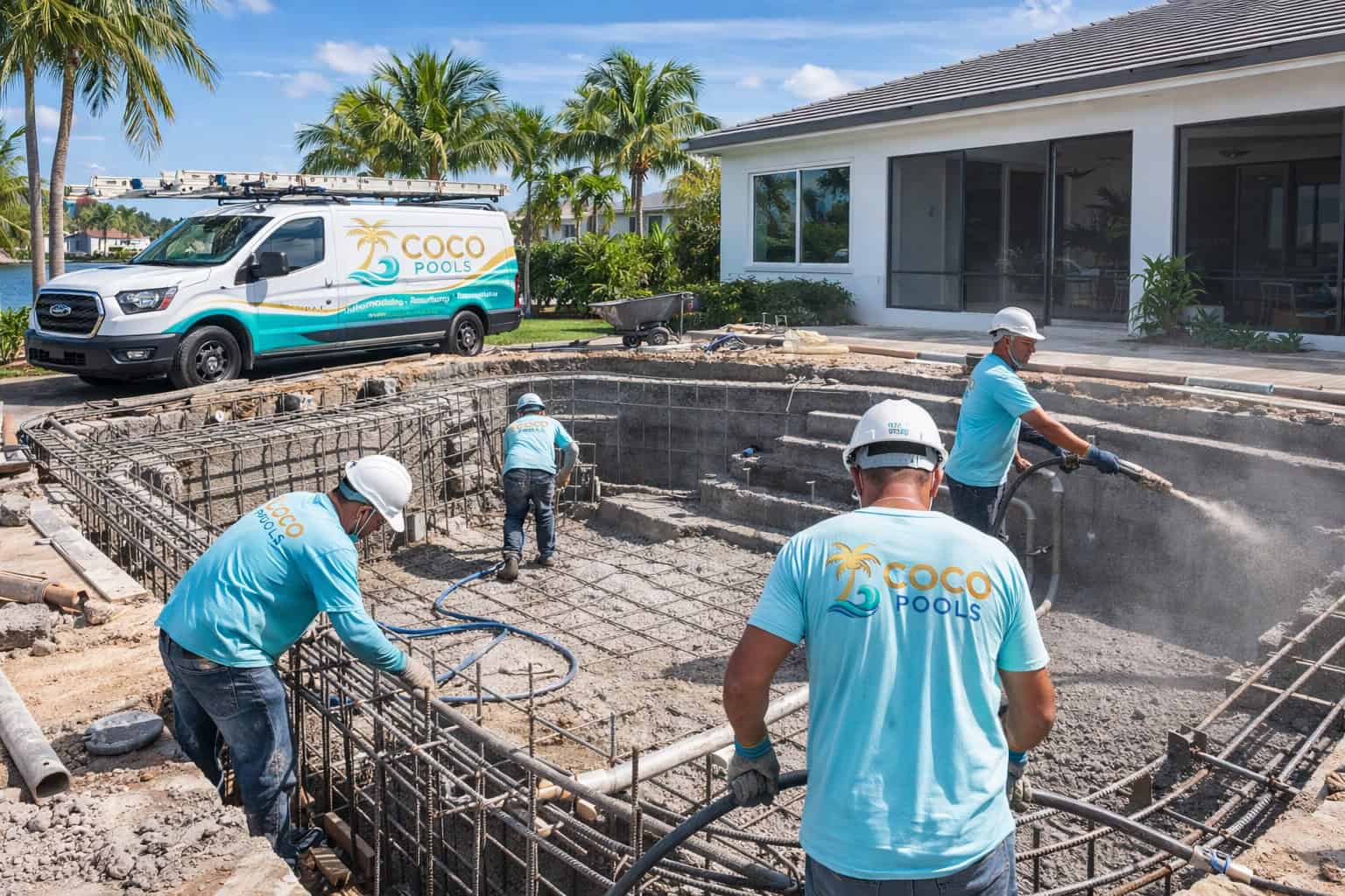 New pool build and new pool design completed by Coco Pools in Oakland Park, Florida