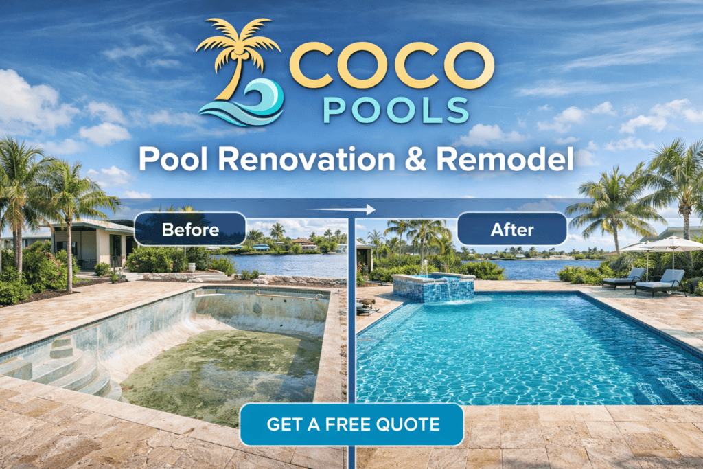 Diamond Brite pool resurfacing and tile replacement in Pompano Beach by Coco Pools